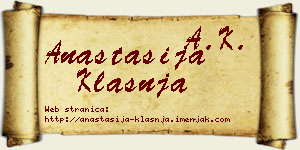 Anastasija Klašnja vizit kartica